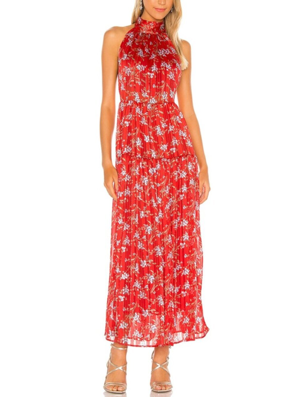 Sabina Musayev Hawaii Dress in Red Ditsy Floral Size S